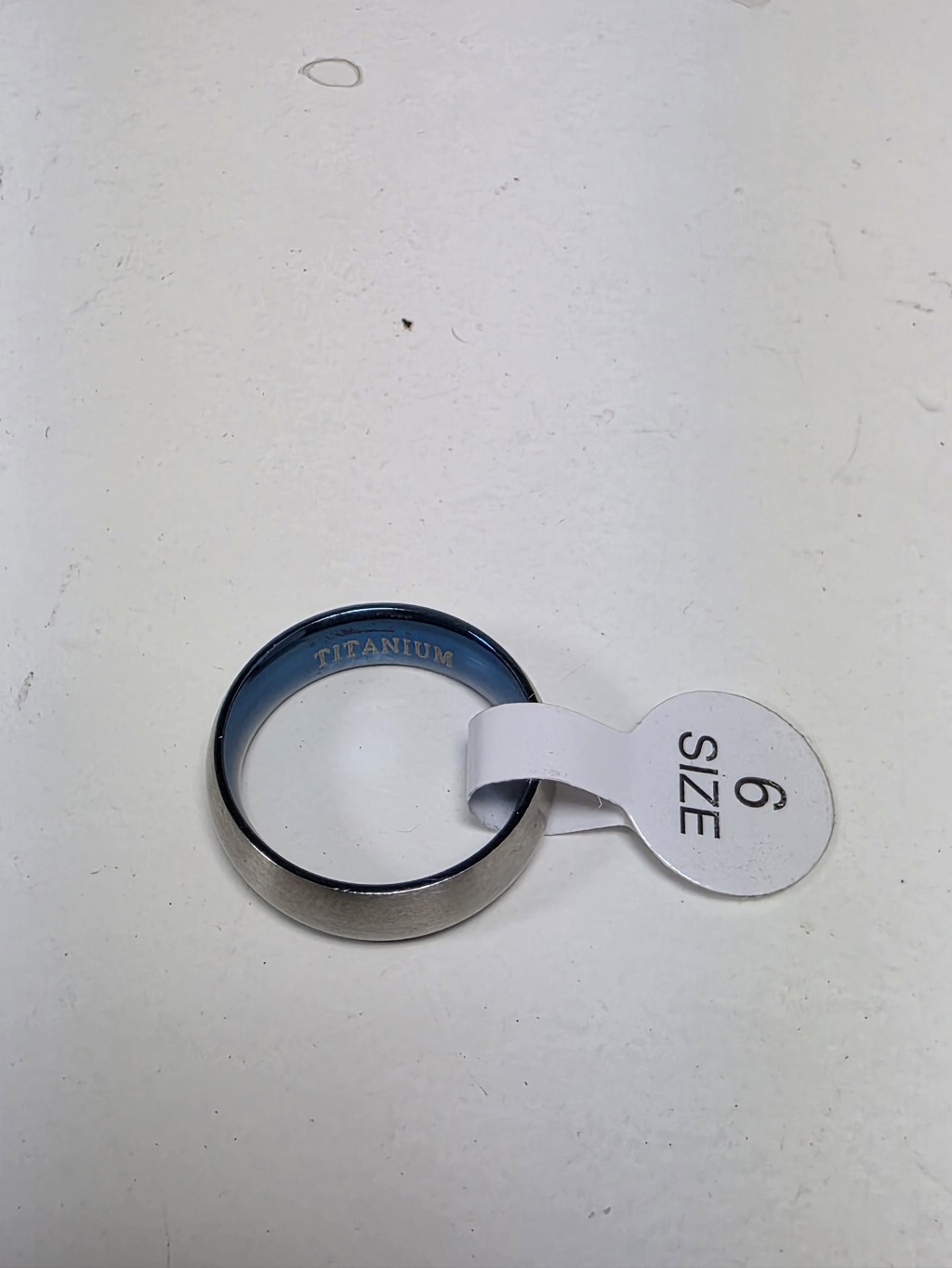 Titanium Blue And Silver Mens Titanium Ring  Size 6